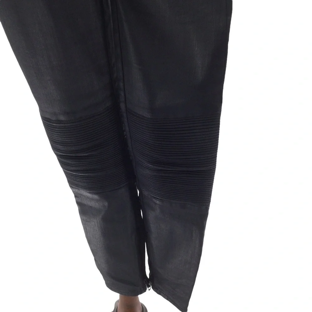 Madewell‎ Skinny Skinny Moto Black Coated Jeans